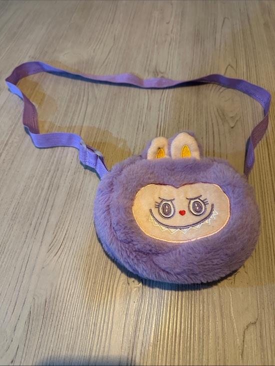 Other - Purple Labubu style Plush cute Face Crossbody Bag